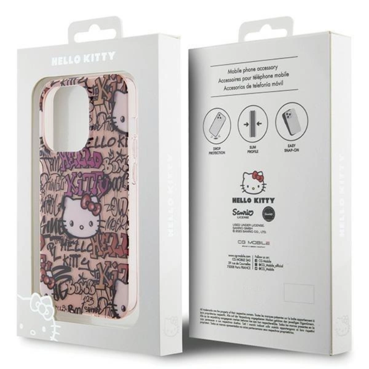 Hello Kitty Hello Kitty Mobilskal till iPhone 13 Pro IML Tags Graffiti - Rosa