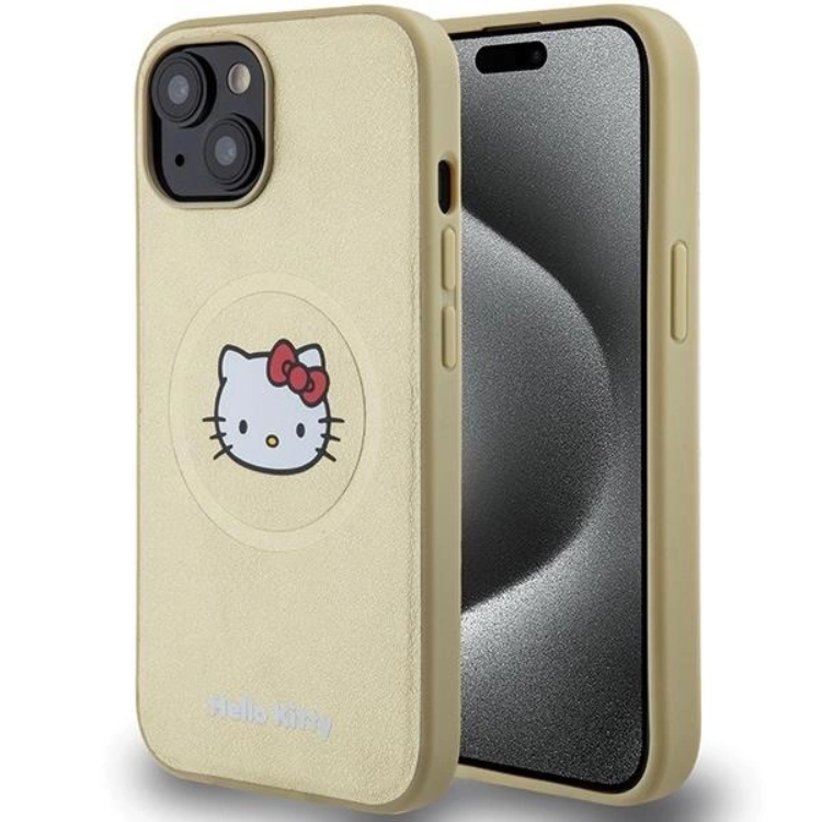 Hello Kitty Hello Kitty Mobilskal till iPhone 14 Magsafe Läder Kitty Head - Guld