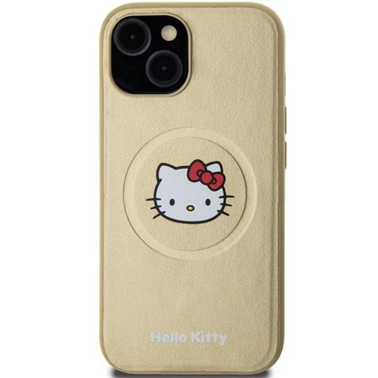 Hello Kitty Hello Kitty Mobilskal till iPhone 14 Magsafe Läder Kitty Head - Guld