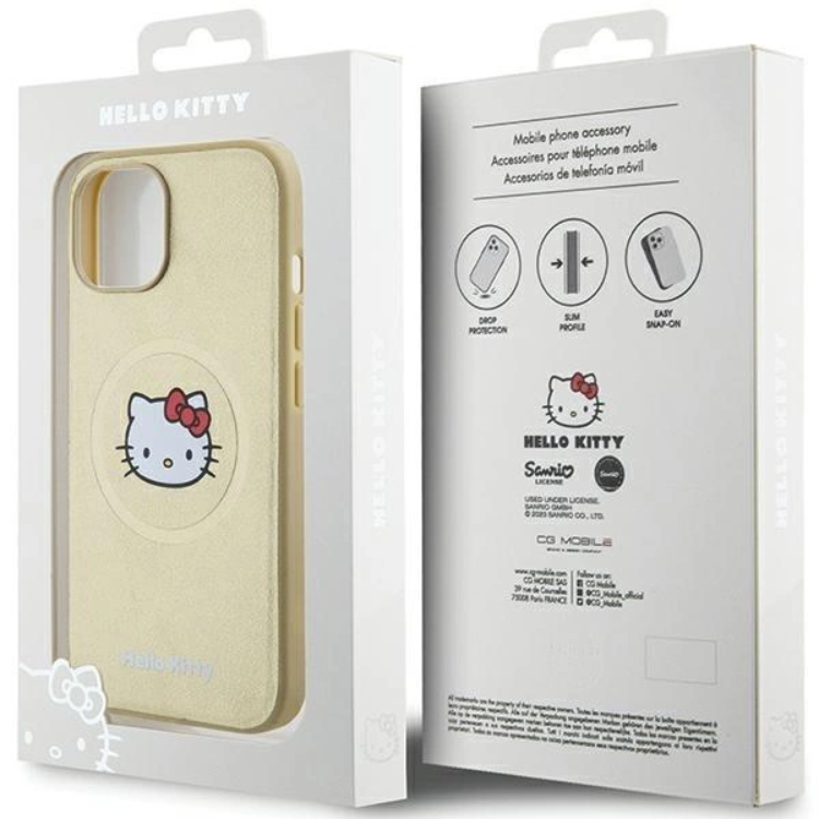 Hello Kitty Hello Kitty Mobilskal till iPhone 14 Magsafe Läder Kitty Head - Guld