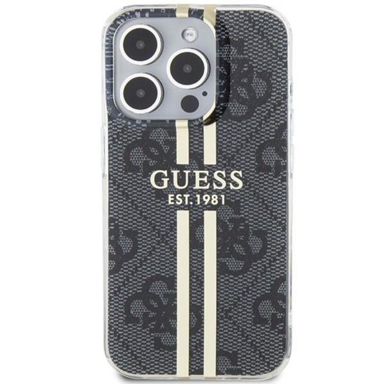 Guess Guess Mobilskal till iPhone 15 Pro Gold Stripes - Svart