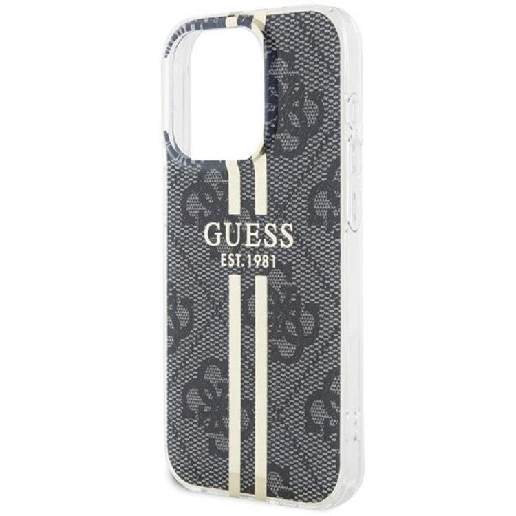 Guess Guess Mobilskal till iPhone 15 Pro Gold Stripes - Svart