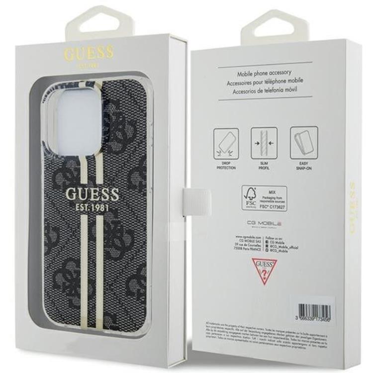 Guess Guess Mobilskal till iPhone 15 Pro Gold Stripes - Svart