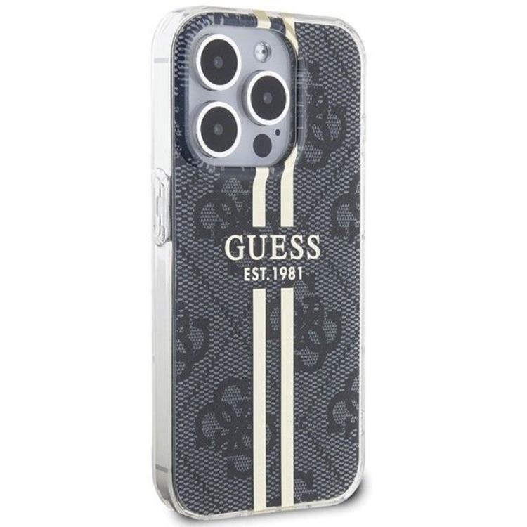 Guess Guess Mobilskal till iPhone 15 Pro Gold Stripes - Svart