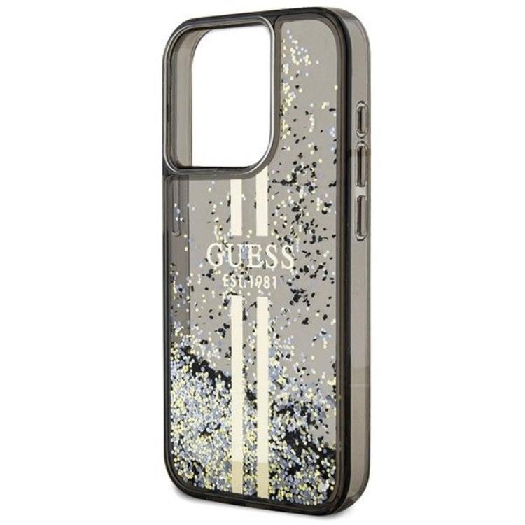 Guess Guess Mobilskal till iPhone 15 Pro Liquid Glitter Gold Stripes