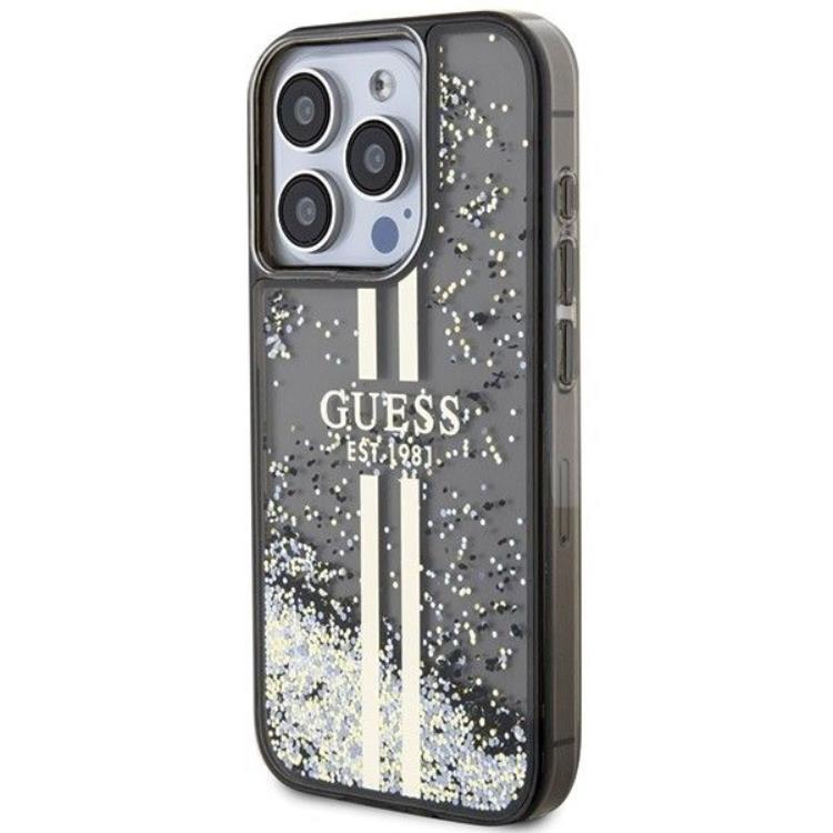Guess Guess Mobilskal till iPhone 15 Pro Liquid Glitter Gold Stripes
