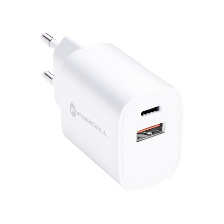 Forcell Forcell Väggladdare USB-C/USB-A 30W - Vit