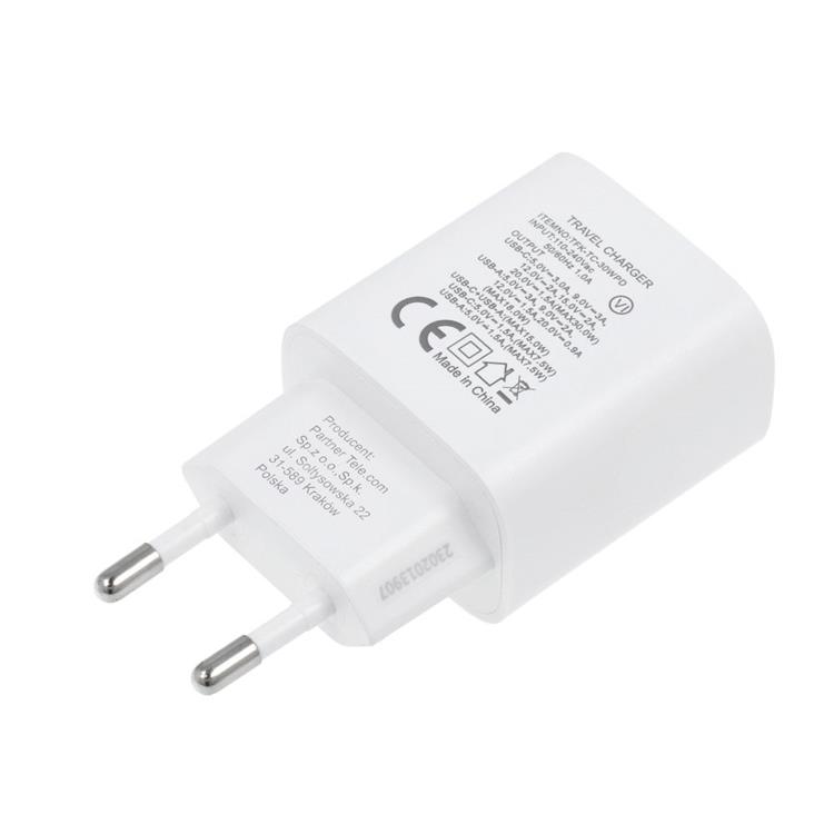 Forcell Forcell Väggladdare USB-C/USB-A 30W - Vit