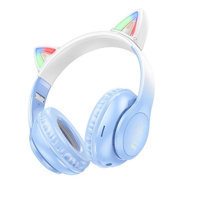 Hoco Hoco Bluetooth On-Ear Hörlurar Cat Ear - Crystal Blå