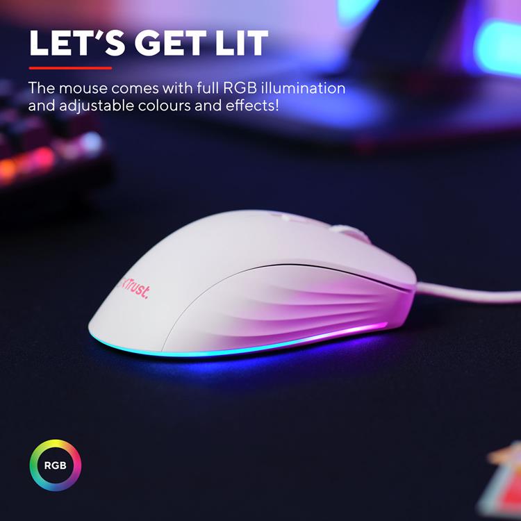 Trust TRUST Gamingmus Ybar+ GXT 924 - Vit