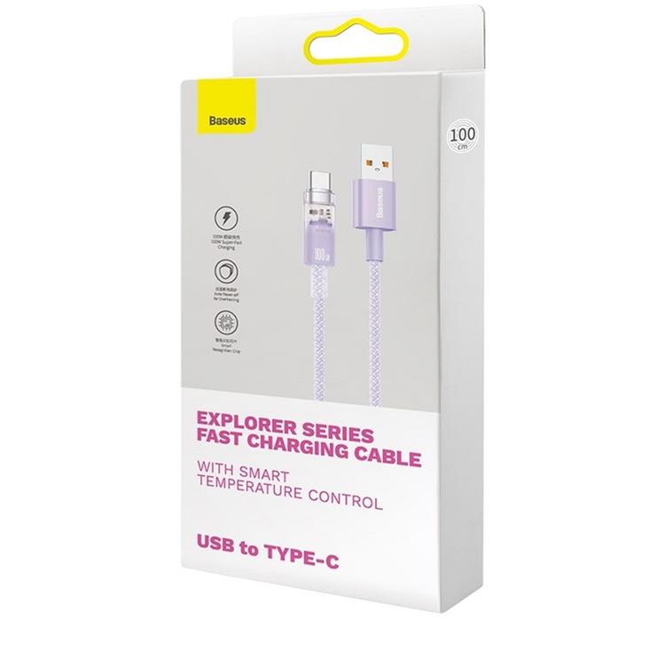 BASEUS Baseus USB-C till USB-A kabel 2m 100W - Lila