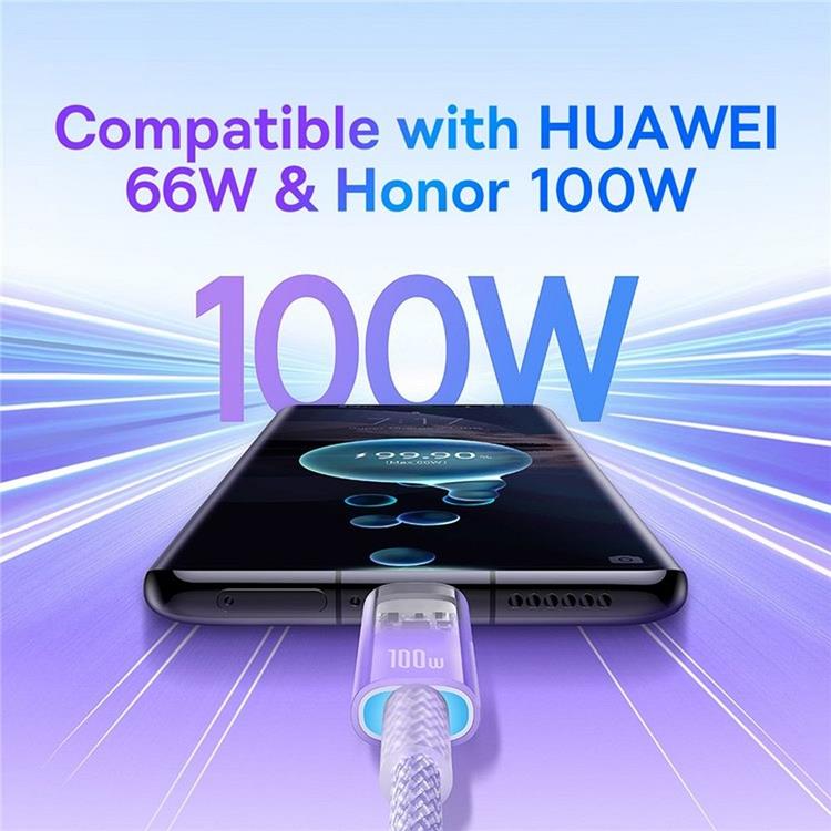 BASEUS Baseus USB-C till USB-A kabel 2m 100W - Lila