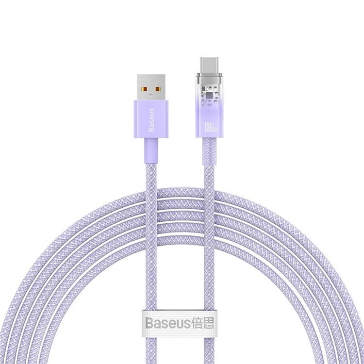 BASEUS Baseus USB-C till USB-A kabel 2m 100W - Lila