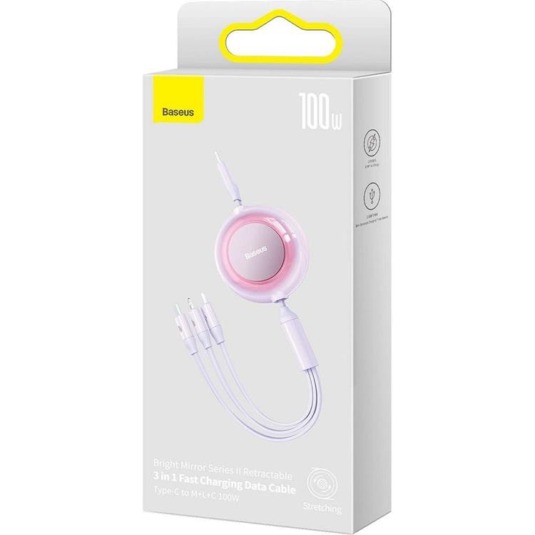 BASEUS Baseus USB-C till USB-C, Lightning, microUSB kabel 1.1m - Lila