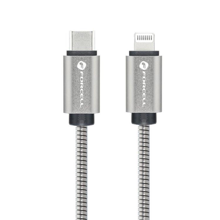 Forcell Forcell USB-C till Lightning kabel C236 1m - Silver