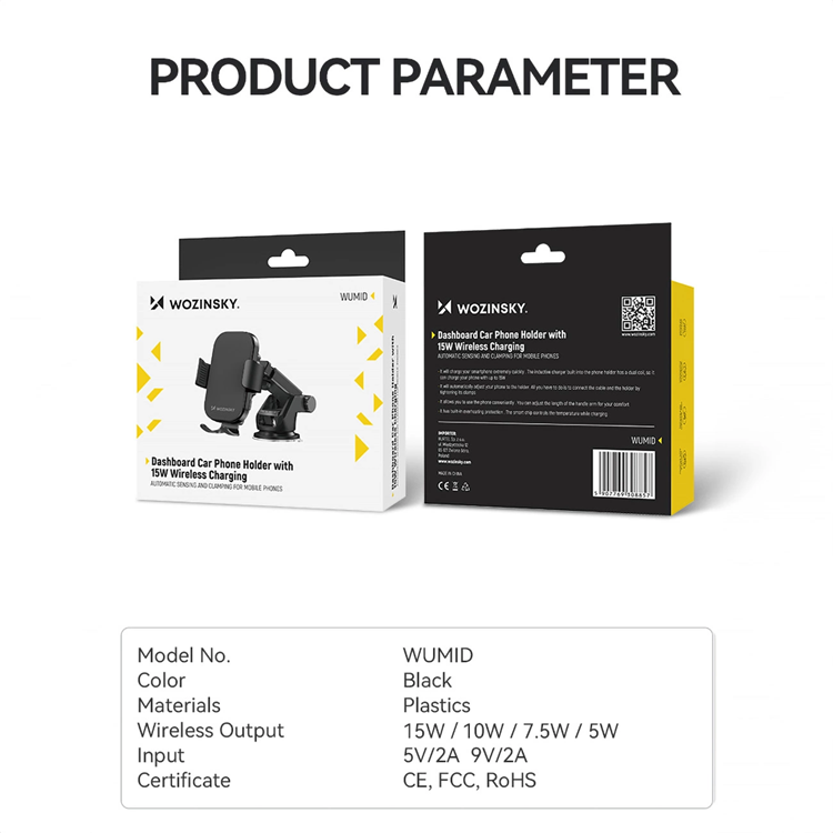 Wozinsky Wozinsky Billhållare Med Billadare Wumid Magentic - Svart