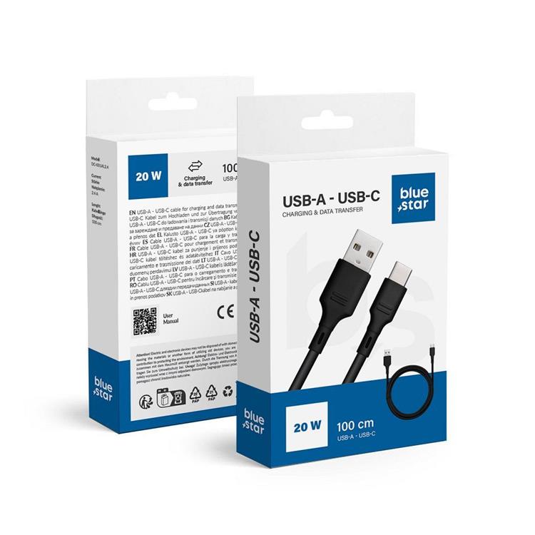 Blue Star Blue Star USB-C till USB-A kabel 1m - Svart