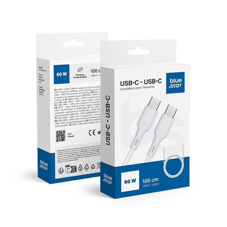 Blue Star Blue Star USB-C till USB-C kabel 1m 60W - Vit