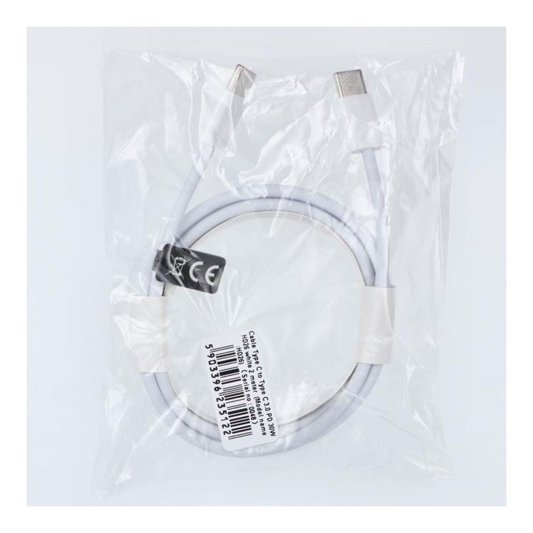 OEM USB-C till USB-C kabel 2m 30W HD26- Vit