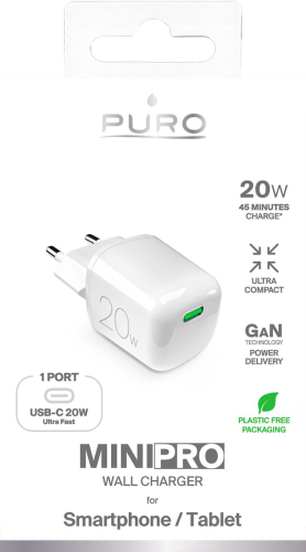 UTGATT1 Puro Gan Väggladdare 20W USB-C - Vit