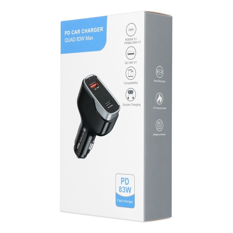 Joyroom Billaddare USB-A/USB-C 83W - Svart