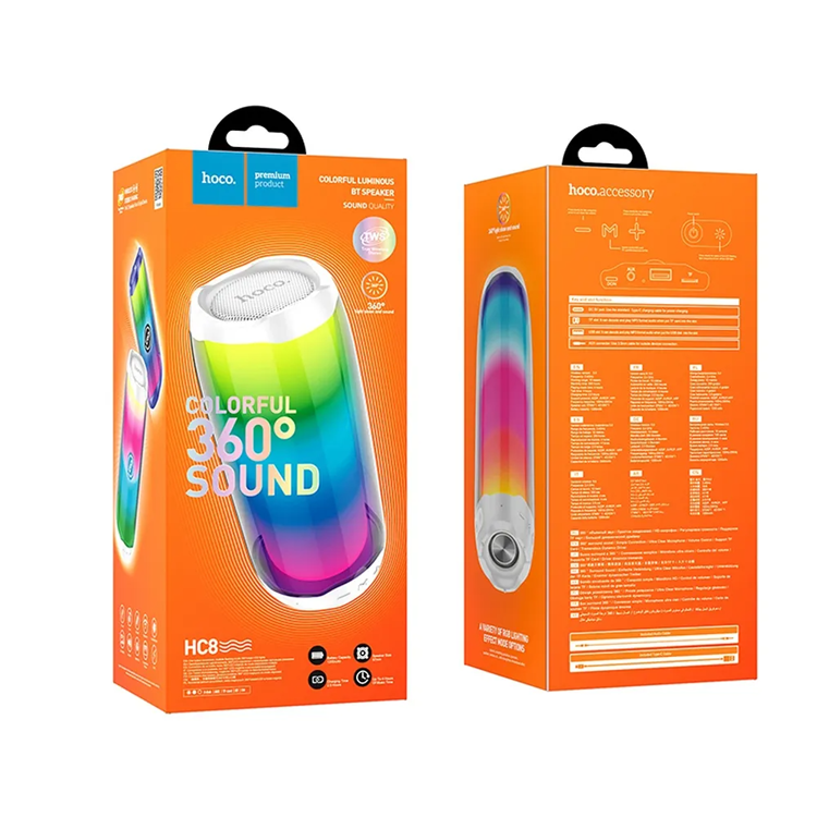 Hoco Hoco Trådlös Högtalare Bluetooth Pulsating Colorful - Vit