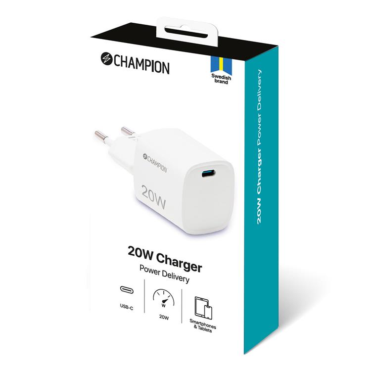 Champion Champion Väggladdare USB-C 20W - Vit