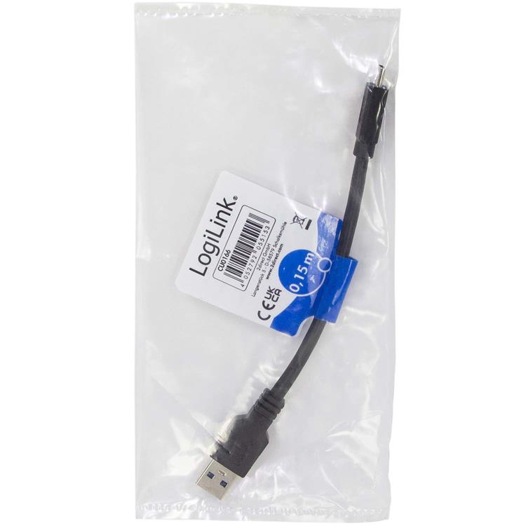 LogiLink Logilink USB-C till USB-A kabel 0.15m 15W - Svart