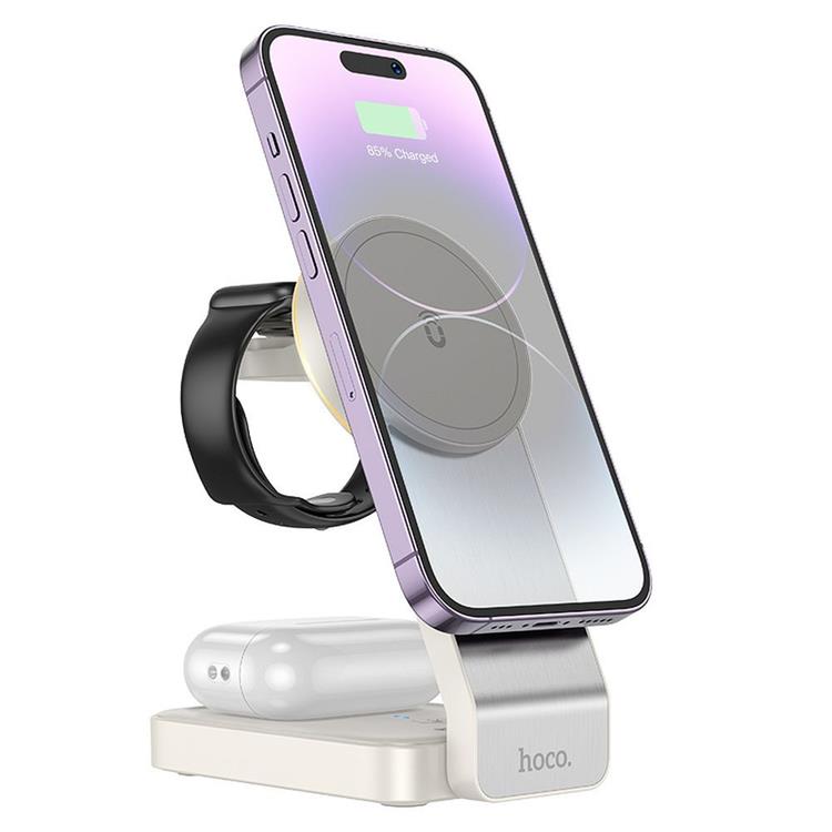 Hoco HOCO 3-in-1 Trådlös laddare iPhone - Apple Watch - Airpods - Vit