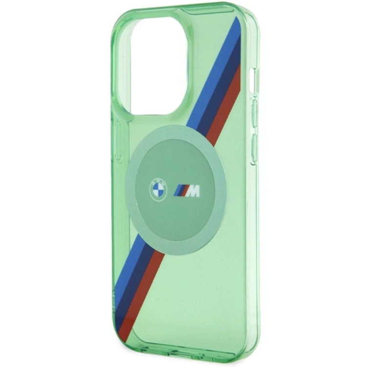BMW BMW Mobilskal till iPhone 15 Pro Magsafe M Tricolor Stripes - Grön