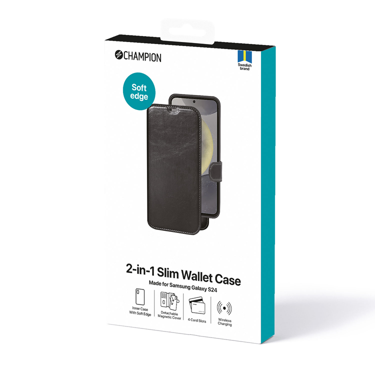 Champion Champion Galaxy S24 Plånboksfodral 2in1 - Svart