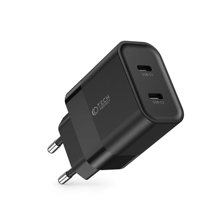 Tech-Protect Tech-Protect 2-Port Väggladdare USB-C PD20W - Svart