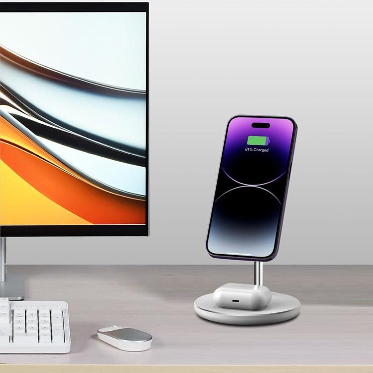 Tech-Protect Tech-Protect 2-in-1 Trådlös Laddare Magsafe Magnetic 15W - Vit