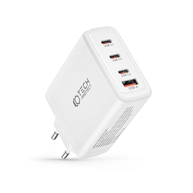 Tech-Protect Tech-Protect 4-Port Väggladdare 3x USB-C/1x USB-A PD100W - Vit