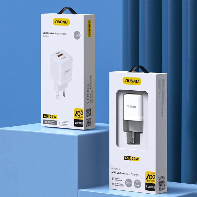 Dudao Dudao Väggladdare USB/USB-C 33W - Vit