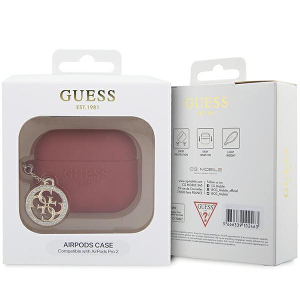 Guess Guess Airpods Pro 2 Skal Diamond Charm - Röd