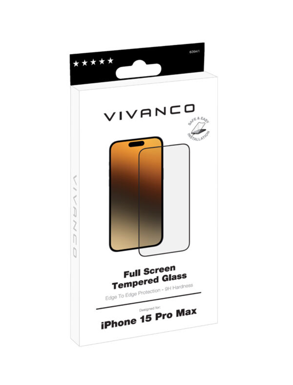 Vivanco Vivanco Full Screen Skyddsglas 9H iPhone 15 Pro Max