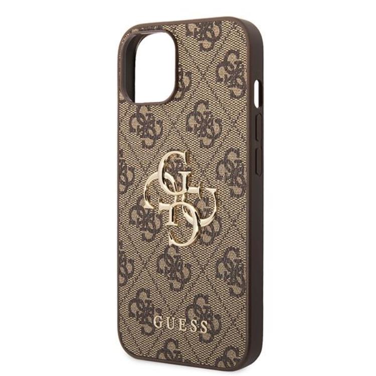 Guess Guess Mobilskal till iPhone 15 Big Metall Logo - Brun