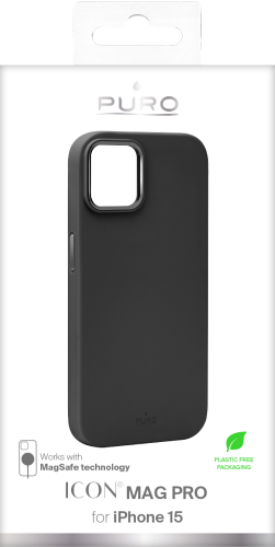 UTGATT Puro iPhone 15 Mobilskal Magsafe Silicone - Svart