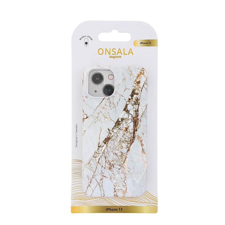 Onsala Onsala Mobilskal till iPhone 15 Pro Magsafe Rhino Marble - Vit