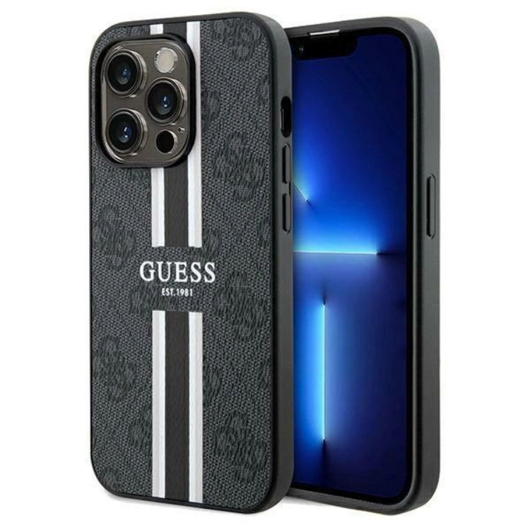 Guess Guess Mobilskal till iPhone 15 Pro Max Magsafe Stripes - Svart