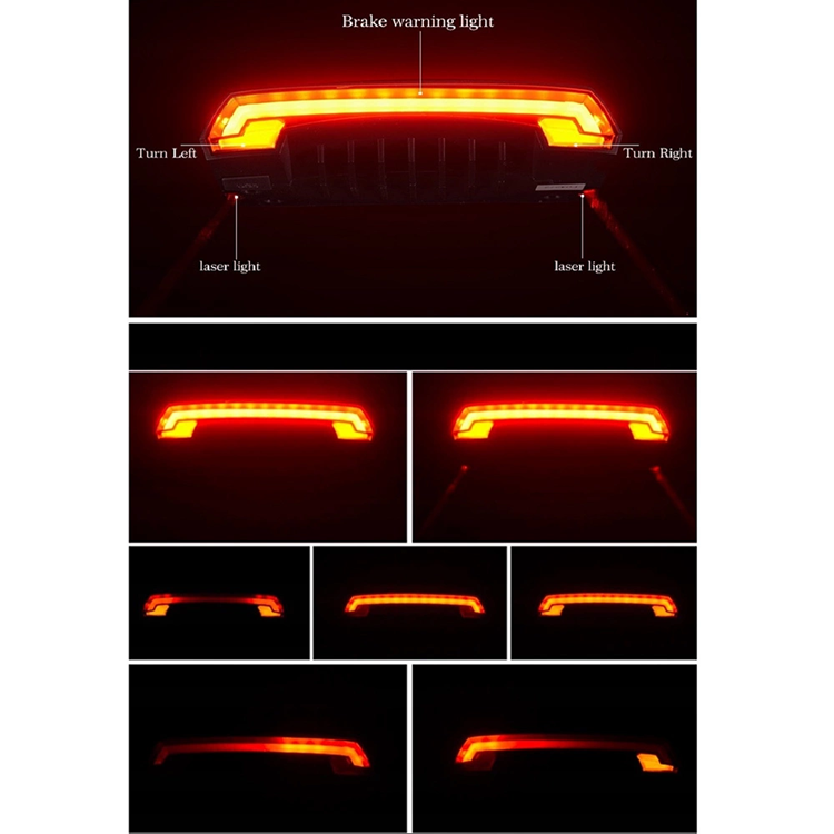 Rockbros Rockbros bakre cykelljus med laser - Svart