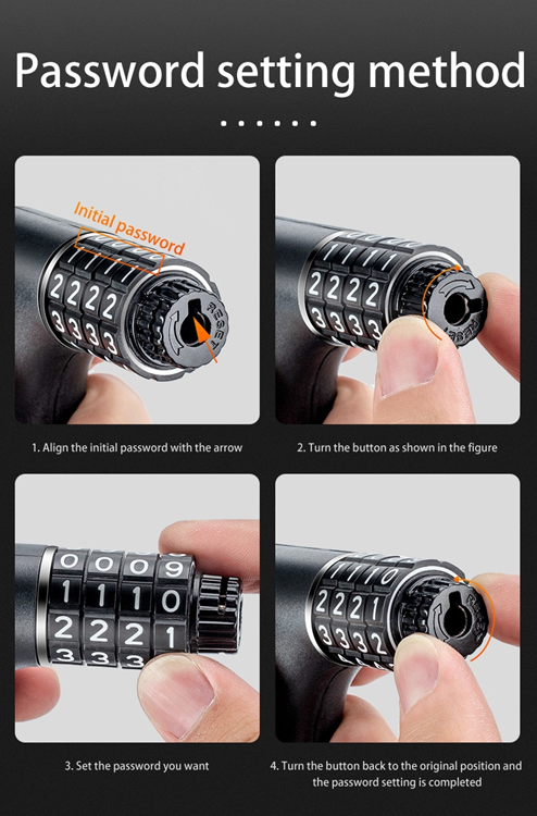 Rockbros Rockbros Cykellås med kombination och nyckel - Svart