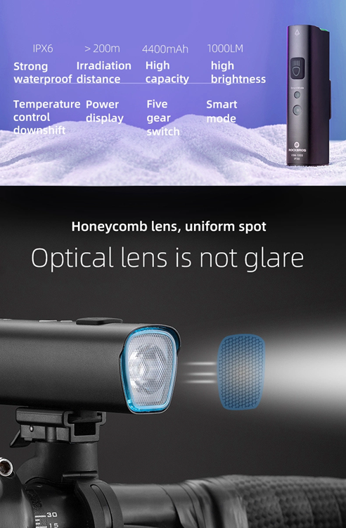 Rockbros Rockbros Främre cykelljus 1000lm - Svart