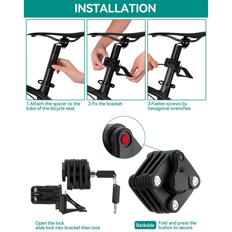 Rockbros Rockbros hopfällbart Cykellås - Svart