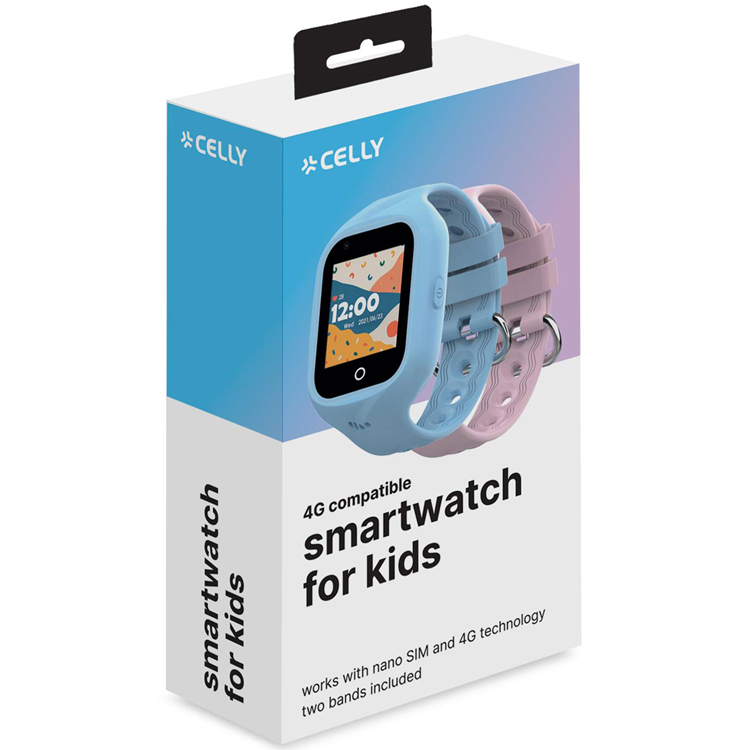 Celly Celly Kidswatch 4G Smartwatch för barn Blå + Rosa rem