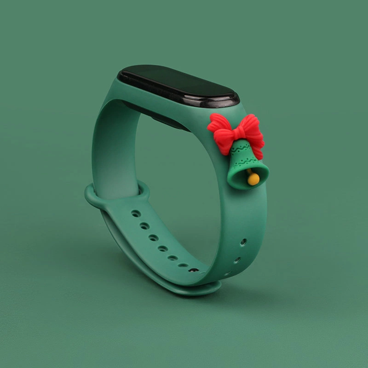 OEM Xiaomi Mi Band 3/4 Silikon Strap Xmas Bell - Mörkgrön