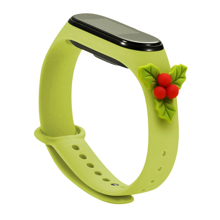 OEM Xiaomi Mi Band 3/4 Silikon Strap Xmas Mistletoe - Grön