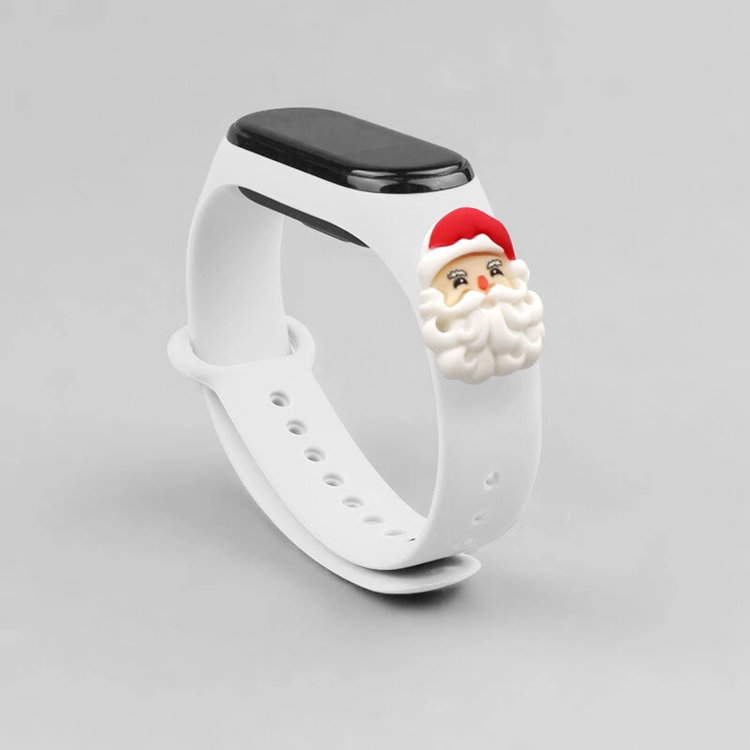 OEM Xiaomi Mi Band 3/4 Silikon Strap Xmas Santa Claus - Vit