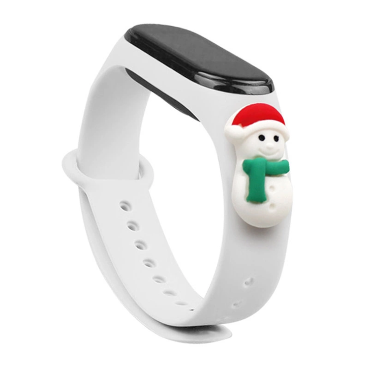 OEM Xiaomi Mi Band 3/4 Silikon Strap Xmas Snowman 1- Vit